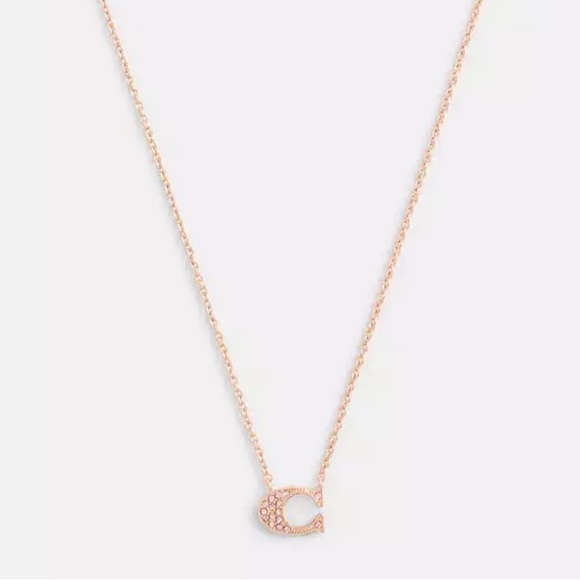 💕COACH💕 Rose Gold Pave Signature Necklace/NWT - Picture 1 of 5